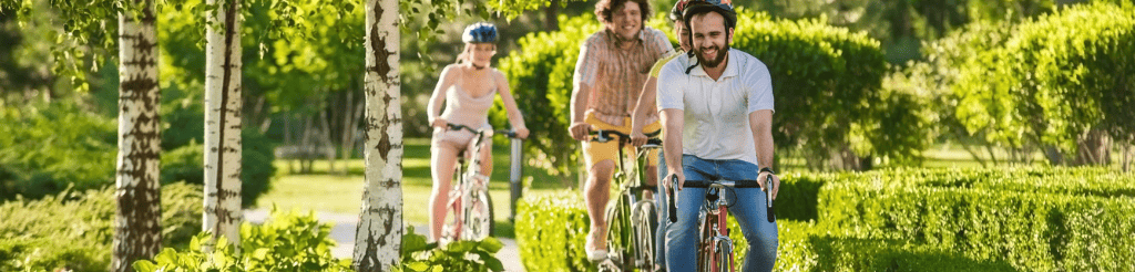 A group of people riding bicycles